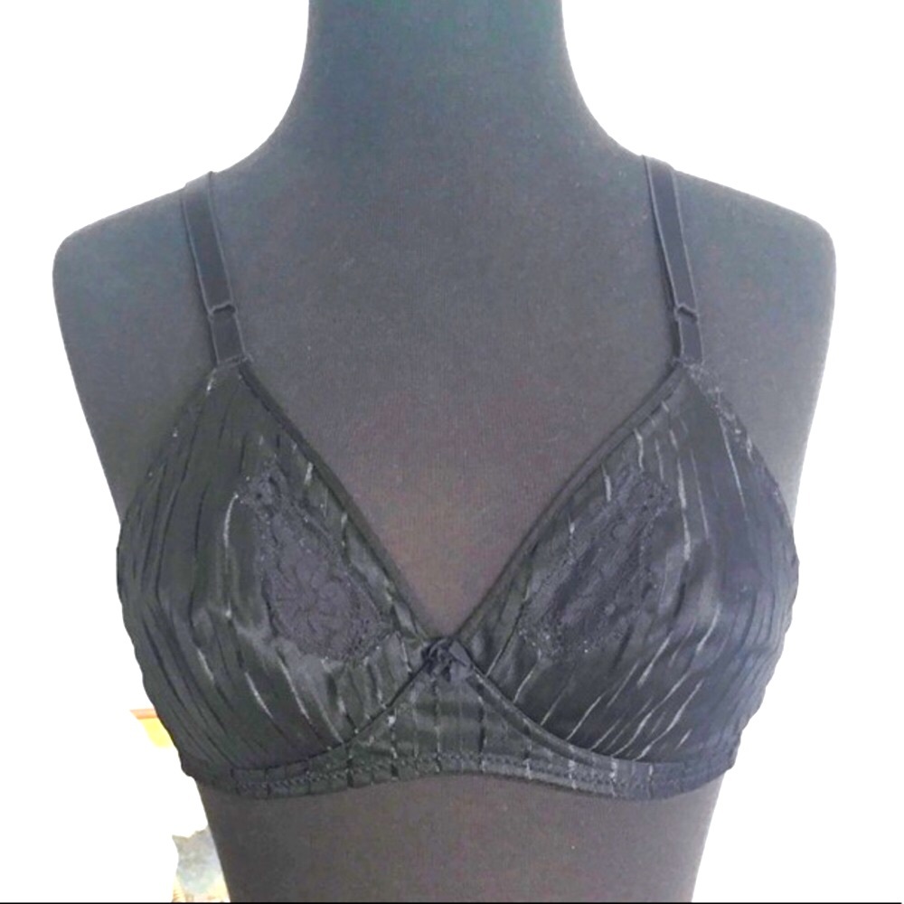 VINTAGE WIRELESS BRA BLACK 34C 36B FAIRY LACE RETRO WHIMSIGOTH Y2K 90s Costume